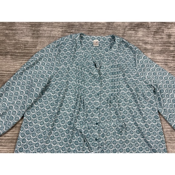 Terra & Sky Top Womens 1X Green‎ Button Up Long Sleeve Polyester Casual - Picture 2 of 14